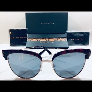 La Matta Sunglasses Havana Red Blue; Blue Lens New